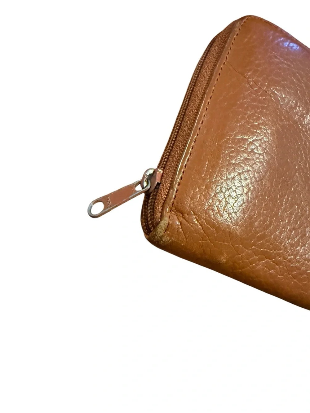 Morgan Taylor Tan Pebbled Leather Zip Wallet